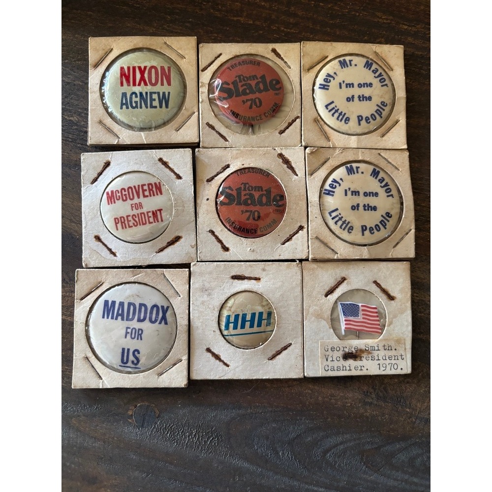 Vintage Political Buttons‎ Various McGovern Nixon Maddox Humphrey & Others